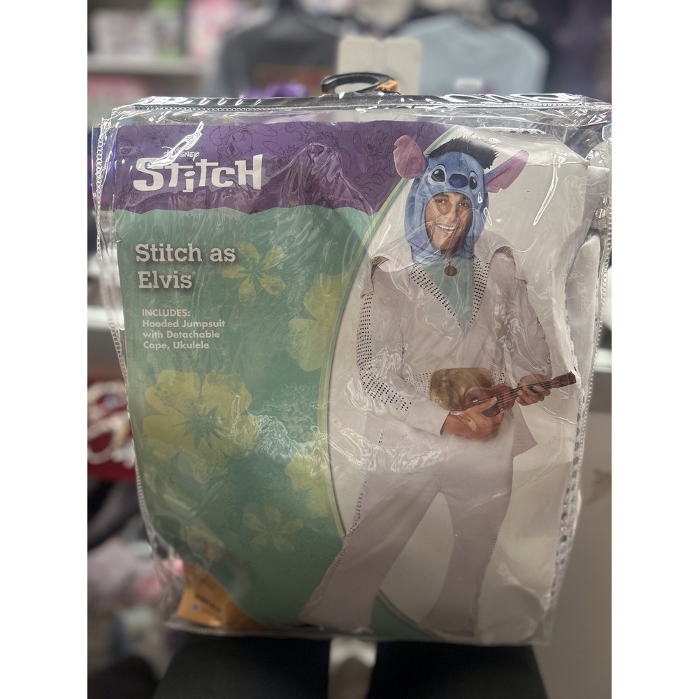 Disney Elvis Stitch Eukele Adult Jumpsuit Costume Sz Small / Med New - Picture 1 of 3